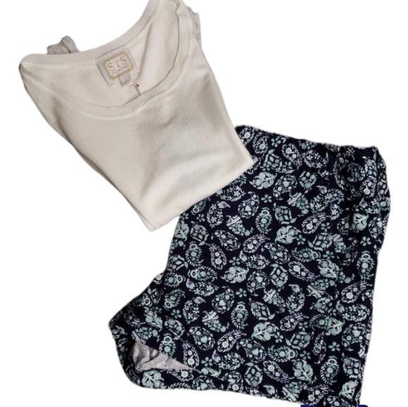 Ann Taylor Loft Short Paisley Print Preppy Coastal Cotton Beach Nautical Size 16 - Picture 4 of 6